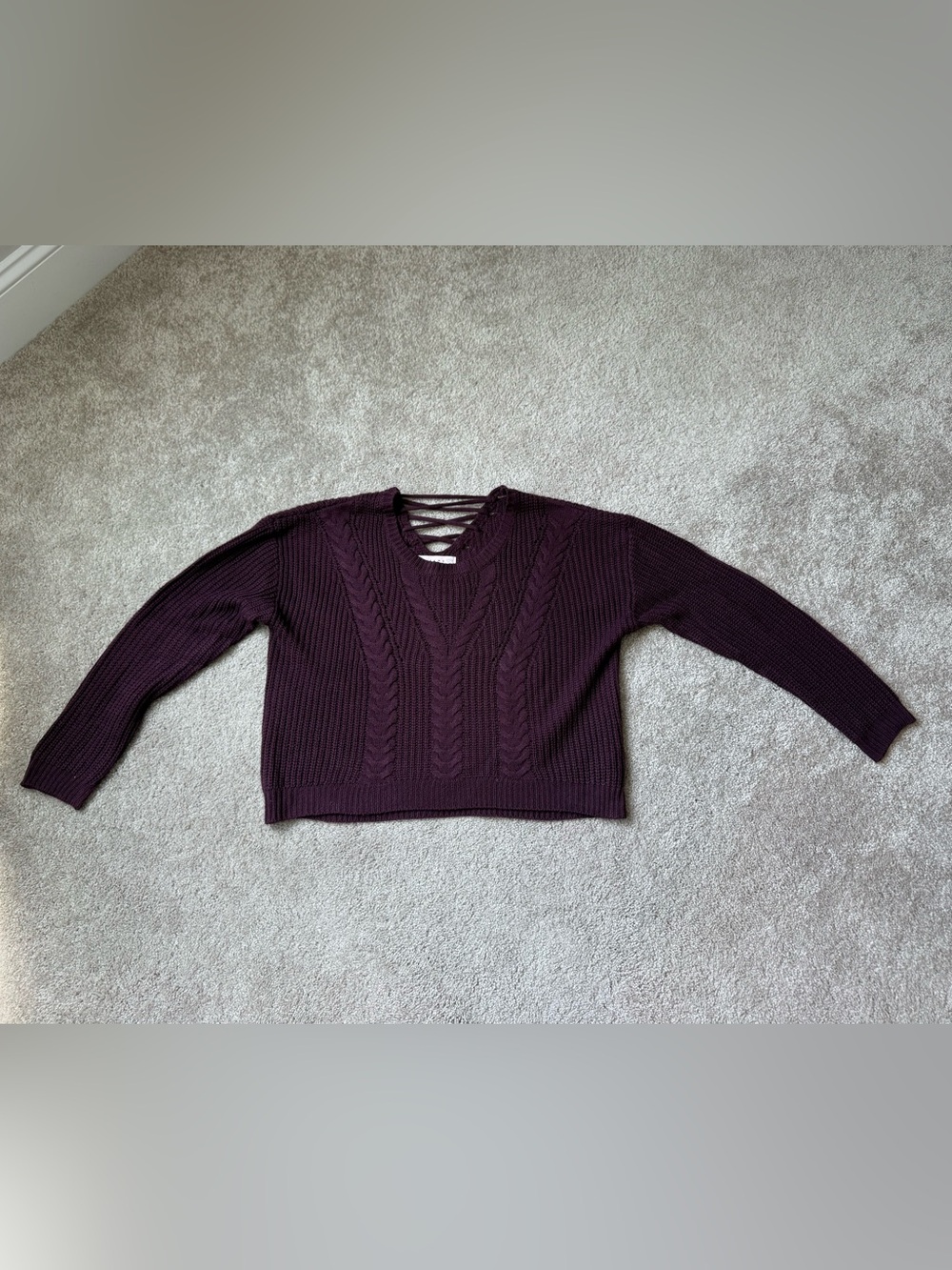 Crave Fame | Burgundy Cable Knit Sweater | Women’s XL